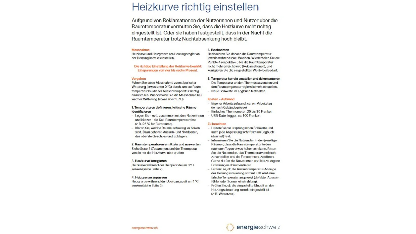 Heizkurve richtig einstellen